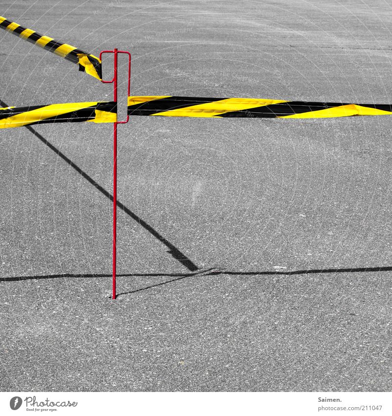 do not cross[User meeting FFM] Traffic infrastructure Street Lanes & trails Barrier Striped Tar Asphalt Shadow Transport Line Stop tethered Closed Colour photo
