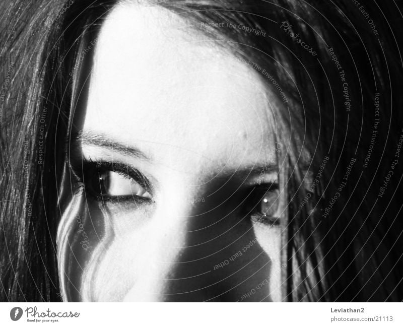 'Concentration Woman Concentrate Black White Gray Face Eyes Looking Observe Focal point Black & white photo Contrast