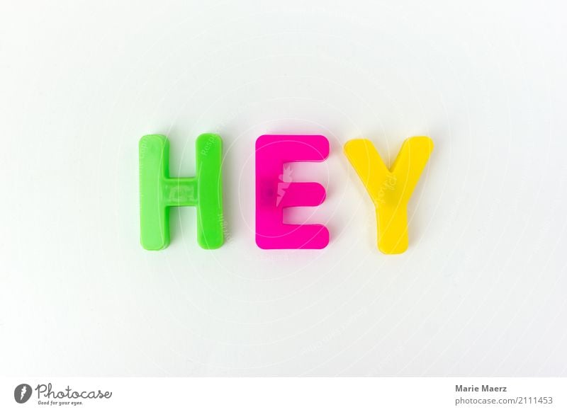 hey Design Joy To talk Communicate Simple Multicoloured Beginning Salutation Card Envisage Typography Letters (alphabet) Colour photo Deserted