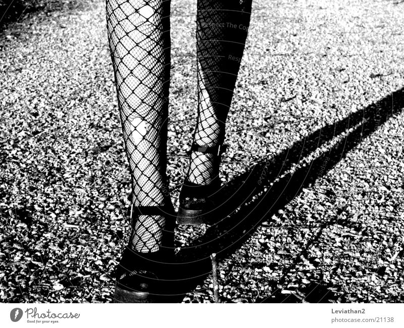 On her way ... Woman Tights Fishnet tights Hollow Legs Shadow Walking Lanes & trails