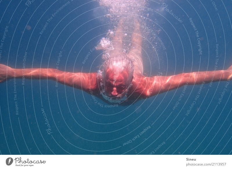 The man from the sea II Swimming & Bathing Vacation & Travel Summer Ocean Aquatics Dive Man Adults Head Arm 1 Human being Elements Water Gray-haired Breathe