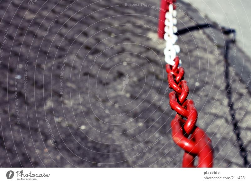 One chain red-white, please! Street Stone Concrete Threat Gray Red White Safety Chain Barrier Striped Close Passage Bans No through road Closed Divide Barred