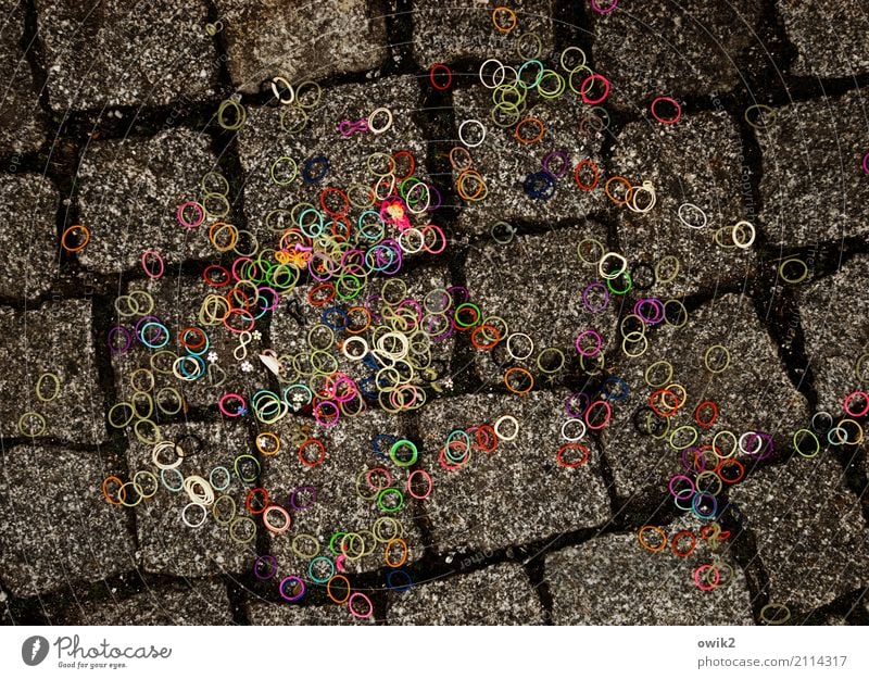 roundabout Sidewalk Cobblestones Pavement Ring Rubber Hairband Gift wrapping Lie Firm Together Small Funny Under Many Crazy Yellow Green Violet Pink Red Doomed