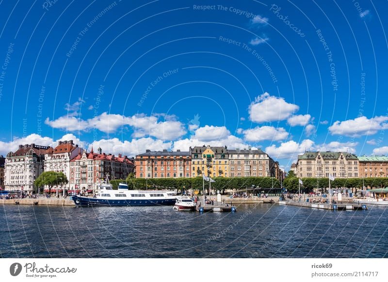 View of the Swedish capital Stockholm Relaxation Vacation & Travel Tourism House (Residential Structure) Clouds Coast Baltic Sea Town Capital city Building