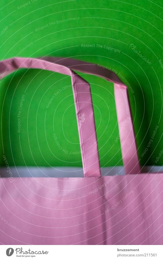 bag Style Simple Green Red Trade Paper bag Carry handle Pink Colour photo Interior shot Detail Deserted Copy Space bottom Neutral Background Close-up Day