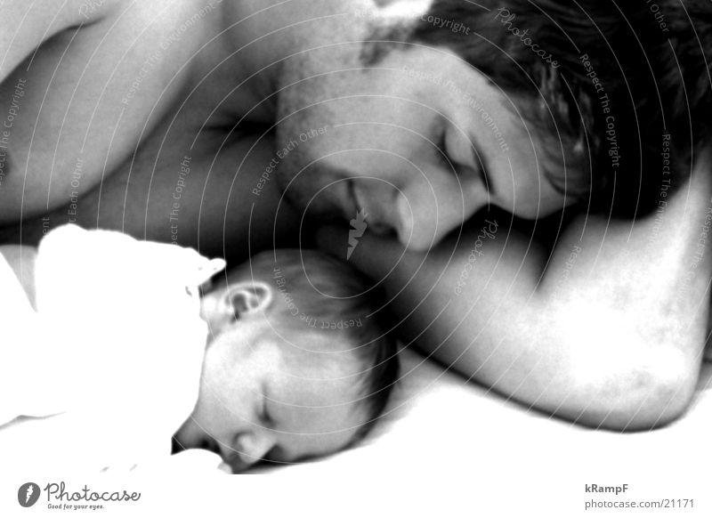sleep Baby Sleep Small Birth Man Black & white photo Observe