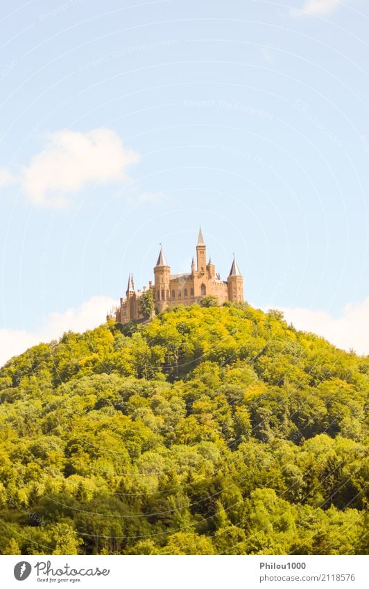 View of the castle of Hohenzollern Vacation & Travel Summer Mountain House (Residential Structure) Culture Nature Landscape Sky Clouds Rock Town Church Palace