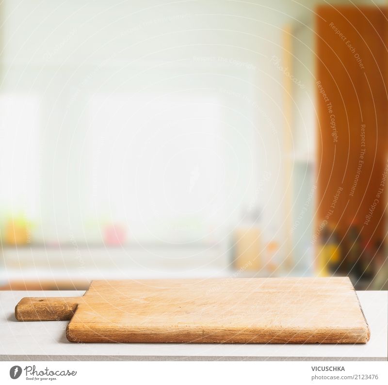 Cutting board on the kitchen table Nutrition Style Design Living or residing Table Kitchen Restaurant Retro wooden Conceptual design Background picture