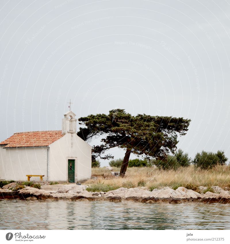 chapel Vacation & Travel Nature Landscape Plant Tree Grass Bushes Rock Ocean Croatia Church Manmade structures Building Architecture Chapel Small Hope Belief
