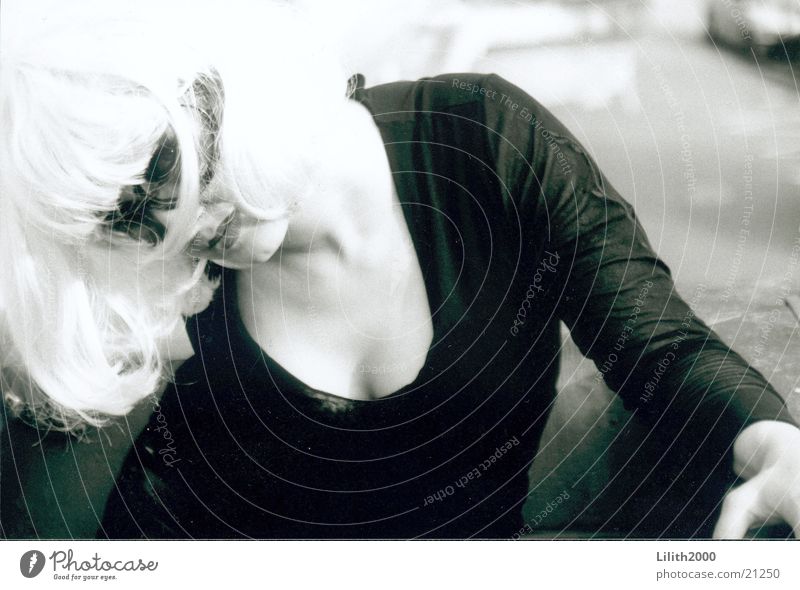 Blondie 2 Blonde Woman Feminine Wig Sunglasses Black & white photo