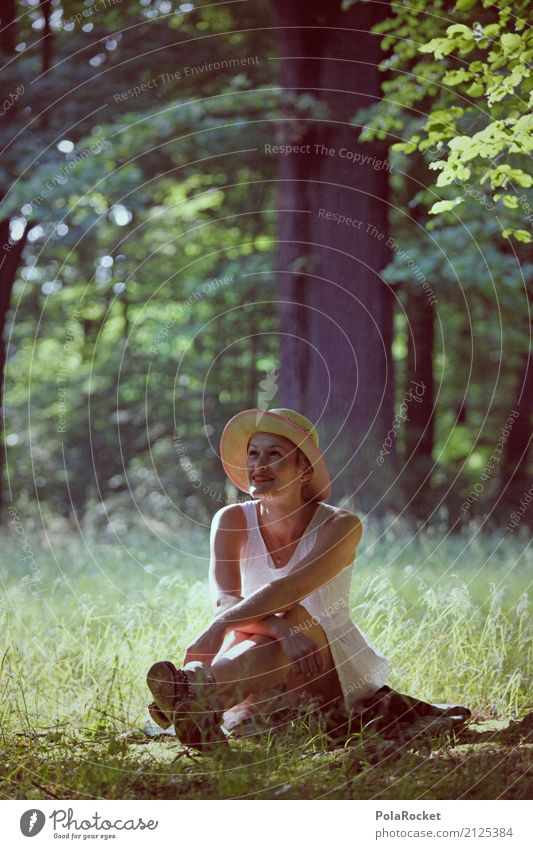 #A# Woman with a hat 1 Human being Esthetic Sit Relaxation Tree Garden Park Idyll Peaceful Hat Summer's day Exterior shot Nature Nature reserve Green Forest