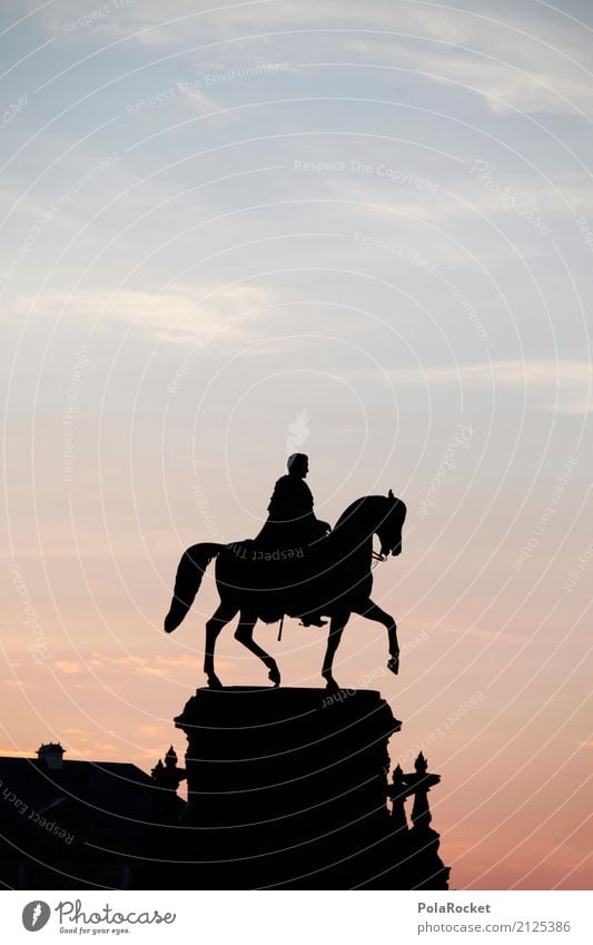#A# He's riding there Art Esthetic Rider Equestrian statue Dresden Old town Dawn Silhouette Idyll Symbols and metaphors Might Culture Tourist Attraction