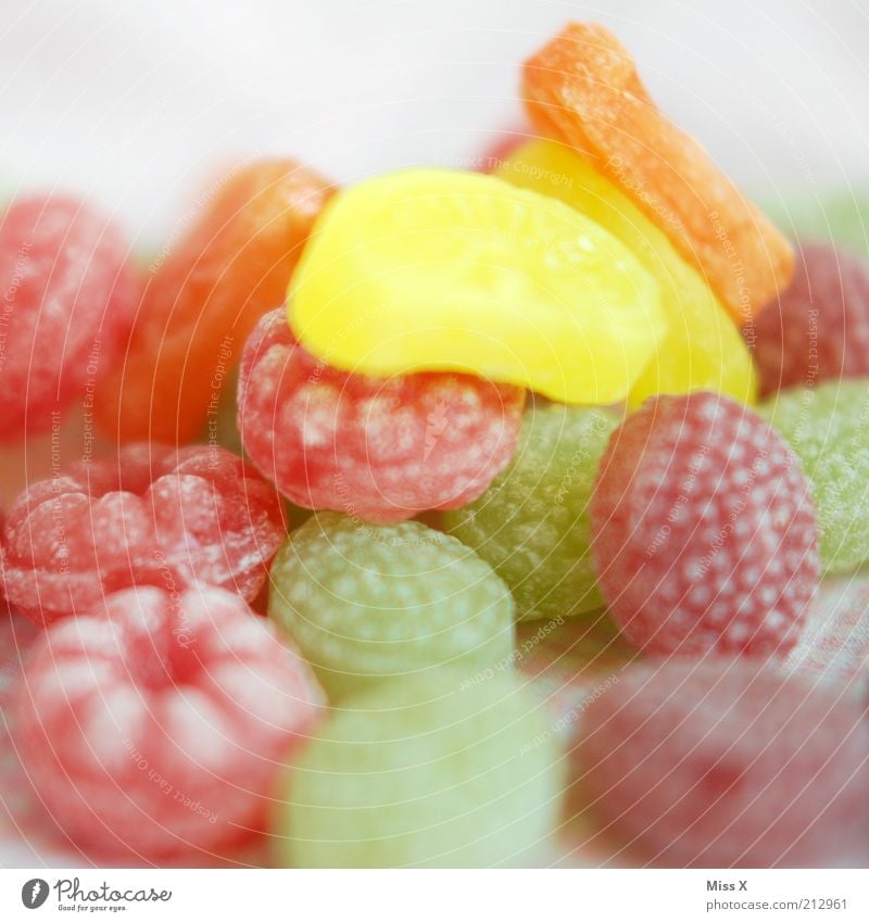 colorful tooth decay Food Fruit Candy Nutrition Delicious Sour Sweet Sugar raspberry candy Raspberry Unhealthy Sticky Colour photo Multicoloured Interior shot