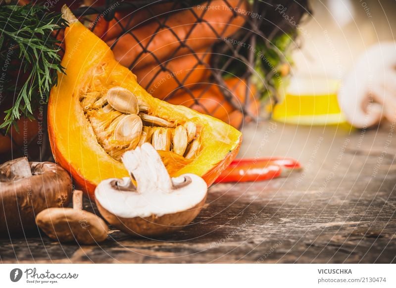 Close-up of pumpkin preparation on the kitchen table Food Vegetable Nutrition Organic produce Vegetarian diet Diet Style Design Healthy Healthy Eating Life