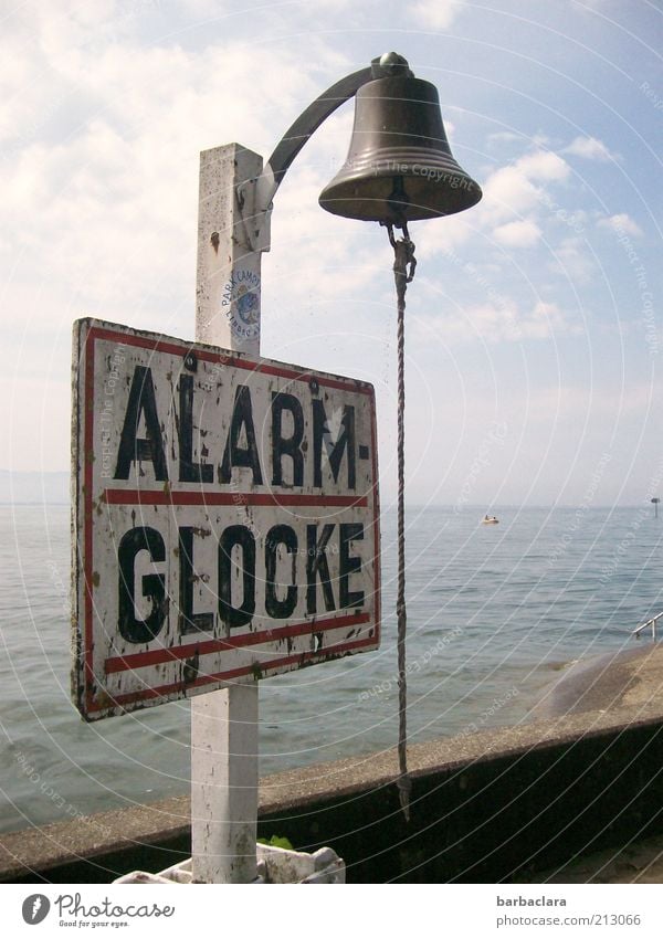 When the alarm bells ring Vacation & Travel Summer Beach Characters Signage Warning sign Historic Protection Watchfulness Exterior shot Alarm Bell Rope