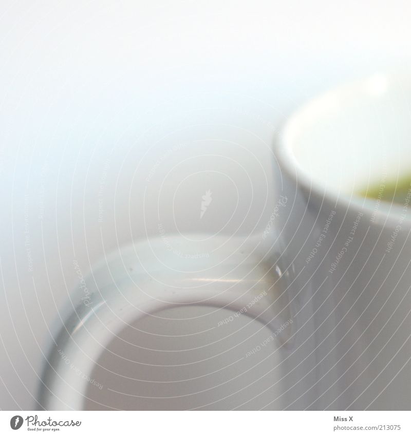 white Food Beverage Hot drink Coffee Tea Cup Mug White Pure Carry handle Colour photo Studio shot Close-up Detail Deserted Copy Space left Copy Space top