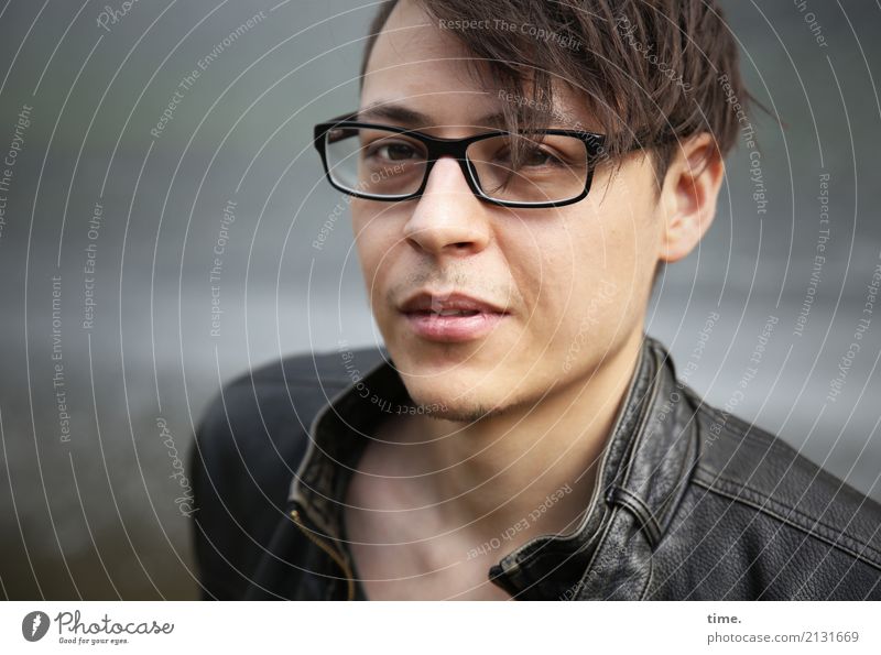 Sergei Masculine Man Adults 1 Human being Jacket Eyeglasses Hair and hairstyles Brunette Short-haired Observe Looking Cool (slang) Dark pretty Self-confident