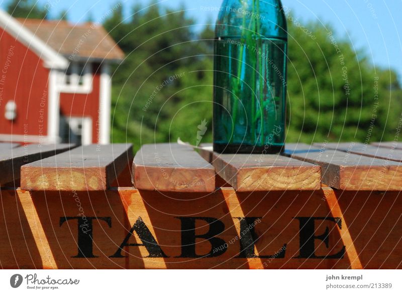 table Nutrition Bottle Vase Table Wood Relaxation Blue Brown Green Red Happy Joie de vivre (Vitality) Idyll Nature Contentment Sweden hasselö Beer table