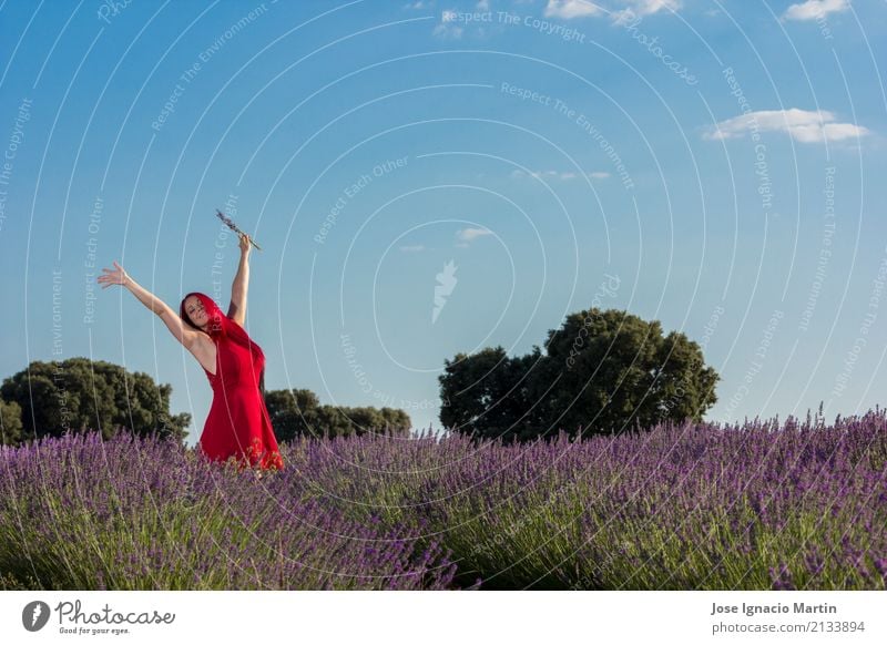 Woman in the lavender fields Happy Beautiful Relaxation Summer Adults Nature Landscape Plant Flower Cute Lavender Aromatic Beauty Photography blooming colorful