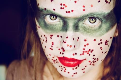 Young woman with a creative and fantasy make up Style Exotic Beautiful Make-up Feasts & Celebrations Carnival Hallowe'en Human being Feminine