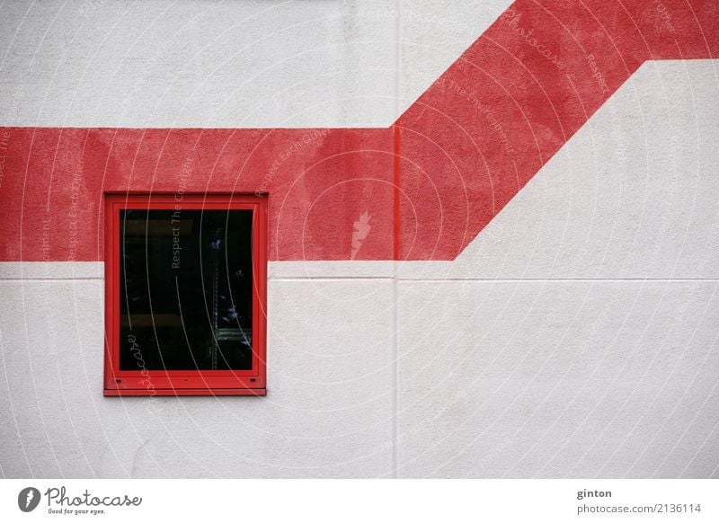 Window with painted facade Building Architecture Wall (barrier) Wall (building) Facade Sharp-edged Simple Modern Town office building interlaced