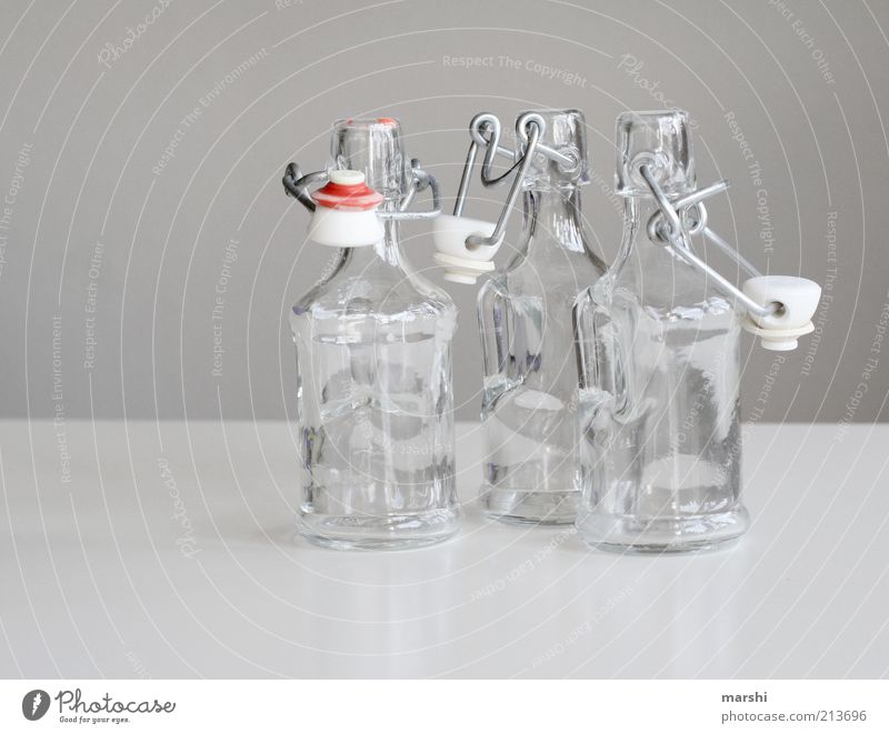 Crystal clear Beverage Glass Bright Containers and vessels Neck of a bottle Bottle Bottle lid Clarity Gray Empty Colour photo Interior shot Deposit bottle 3