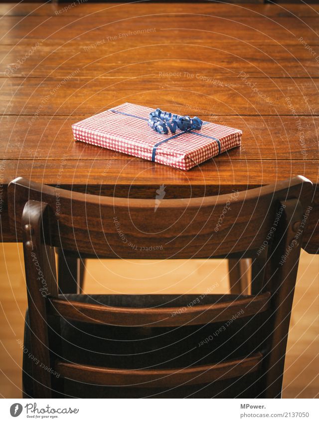 gift Gift Surprise Wood Friendship Shopping Argument Table Wooden table Chair Joy Packaged Box up Birthday Bow Checkered Gesture Christmas & Advent