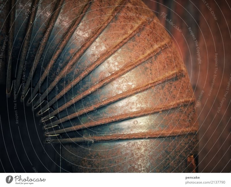 tension | bend Metal Old Stovepipe Rust Wrinkles Curved Drama Colour photo Subdued colour Interior shot Pattern Structures and shapes Neutral Background