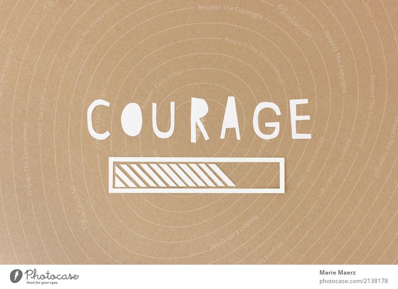 Courage loading - loading beams made of paper Business Career Success Modern Positive Brown Power Willpower Brave Advancement Growth Change Target Future Motive