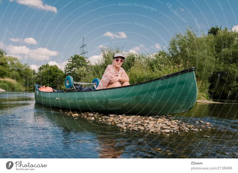 accrued Leisure and hobbies Vacation & Travel Adventure Summer vacation Canoe trip Young woman Youth (Young adults) 18 - 30 years Adults Environment Nature