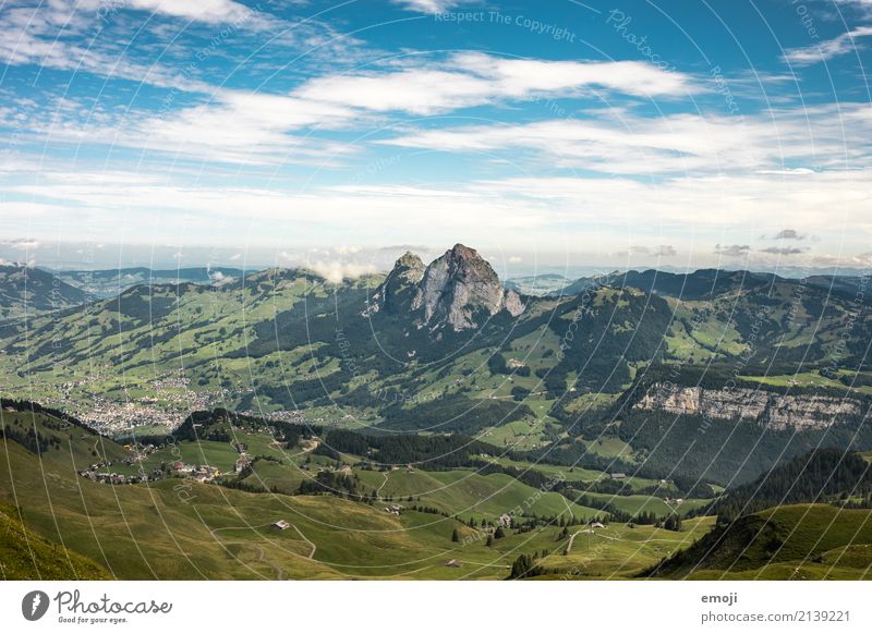 myths Environment Nature Landscape Sky Summer Beautiful weather Alps Mountain Natural Green Switzerland Canton Schwyz Hiking Class outing Tourism