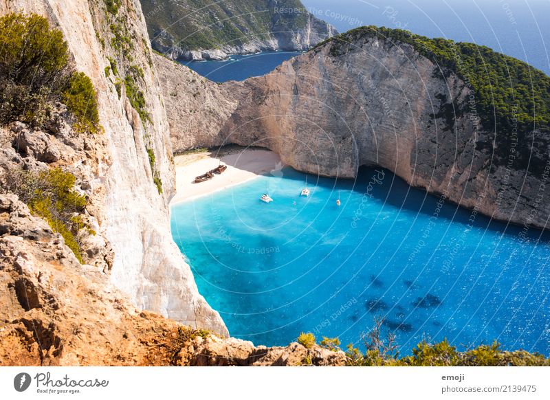 shipwreck Environment Nature Landscape Summer Beautiful weather Warmth Coast Beach Ocean Tourist Attraction Exceptional Maritime Natural Blue Wreck Zakynthos