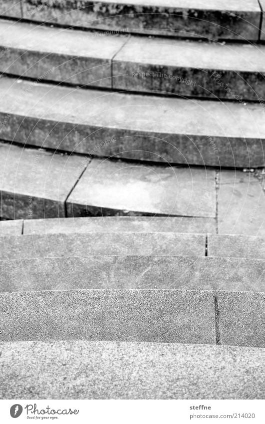 [H 10.1] Upstairs, downstairs Stairs Stone Concrete Gray Gloomy Downward Upward Black & white photo Exterior shot Shallow depth of field Exceptional Corner
