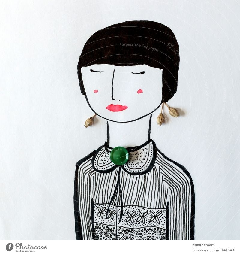 Miss Elegant Leisure and hobbies Handicraft Feminine Young woman Youth (Young adults) 1 Human being Plant Accessory Jewellery Black-haired Short-haired Paper