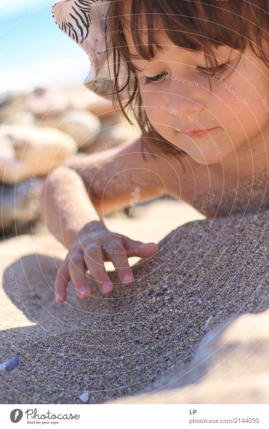 Playing in the sand Lifestyle Joy Contentment Senses Leisure and hobbies Children's game Vacation & Travel Tourism Adventure Summer vacation Sunbathing Beach