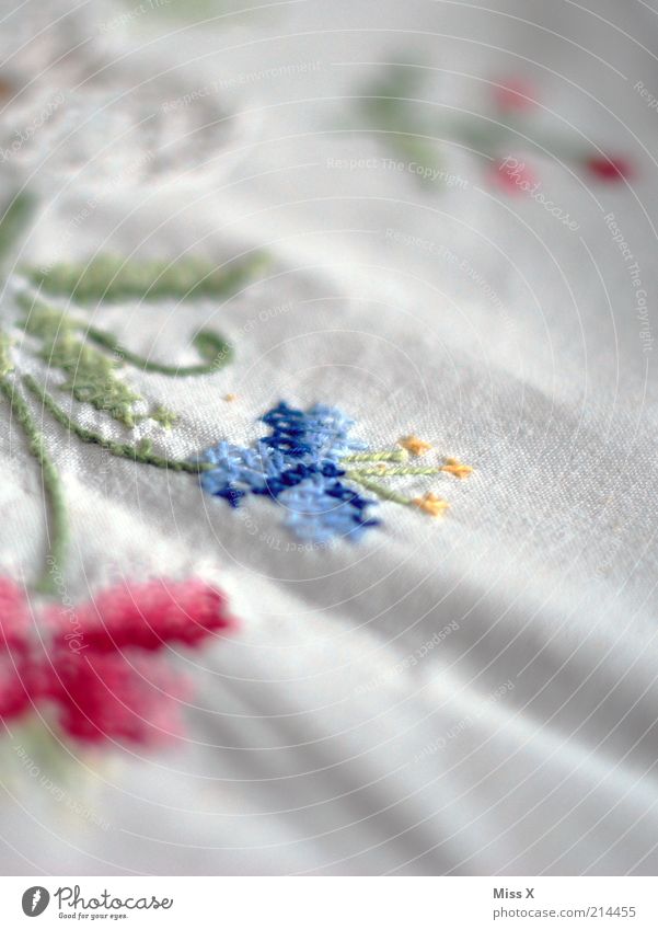 Grandma's tablecloth Living or residing Decoration Cloth Old White Cleanliness Purity Nostalgia Embroidery Handcrafts Linen cloth Folds Wrinkles Noble