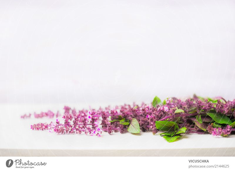 Fresh purple medicinal herbs on a white table Herbs and spices Lifestyle Nature Plant Healthy Background picture Medicinal plant Violet Alternative medicine