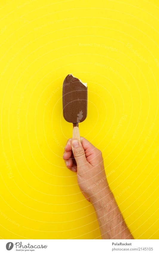 #AS# Willst'e? Art Esthetic Ice Ice cream Yellow Yellowness Style Bite Delicious Rich in calories Alluring Chocolate Chocolate ice cream Hand To hold on