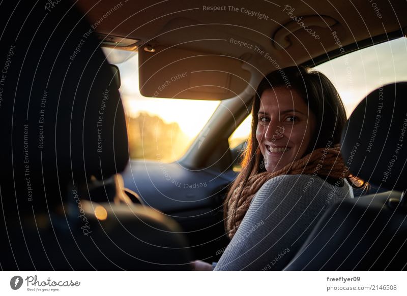 Young woman in the frontseat of a car Vacation & Travel Tourism Trip Adventure Far-off places Hiking Human being Feminine Youth (Young adults) Friendship 1