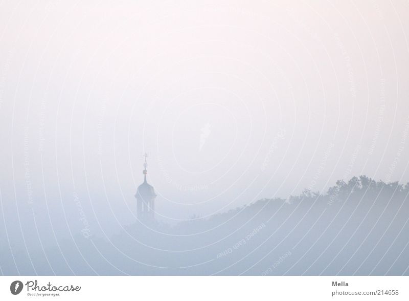 700 - Early riser Environment Nature Landscape Sky Weather Fog Forest Church Tower Roof Domed roof Fresh Cold Natural Blue Pink Moody Calm Belief