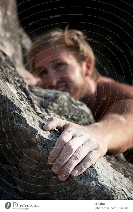 Go Climb A Rock! Lifestyle Adventure Climbing Bouldering Masculine Hand 1 Human being Mountain Line Touch Movement Hang Sports Sharp-edged Tall Above Athletic