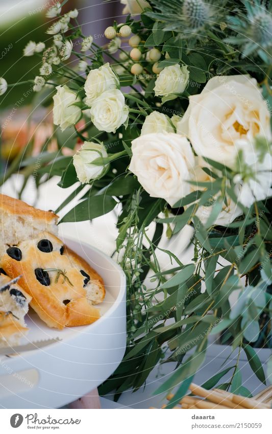 olive treat and flowers Food Dough Baked goods Bread Olive Lifestyle Elegant Style Harmonious Adventure Summer Living or residing Decoration Table