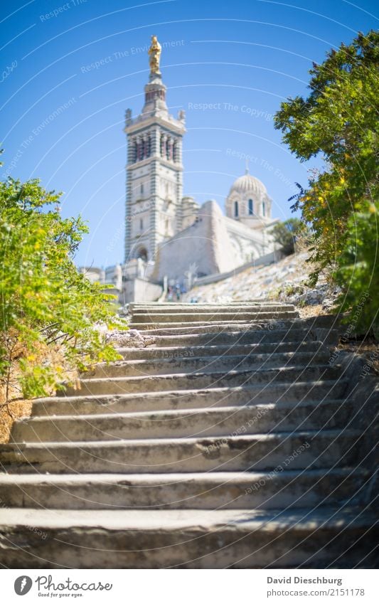 Church / Marseille Vacation & Travel Tourism City trip Cloudless sky Spring Summer Beautiful weather Town Dome Tourist Attraction Landmark Hope Belief