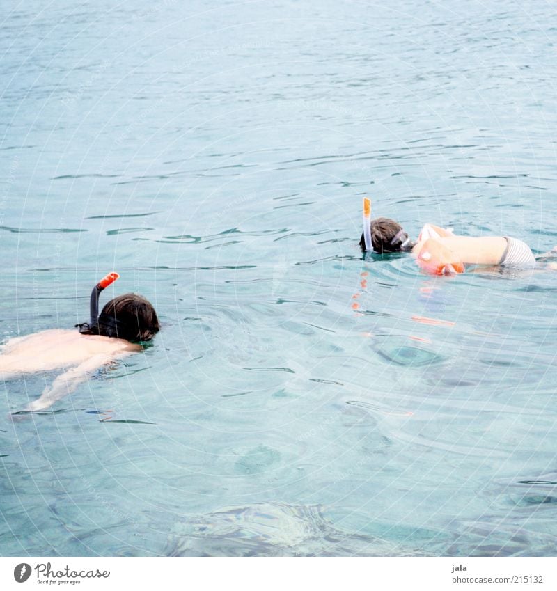 Like the father was like the son. Snorkeling Vacation & Travel Summer Summer vacation Ocean Human being Masculine Child Man Adults 2 Water Colour photo