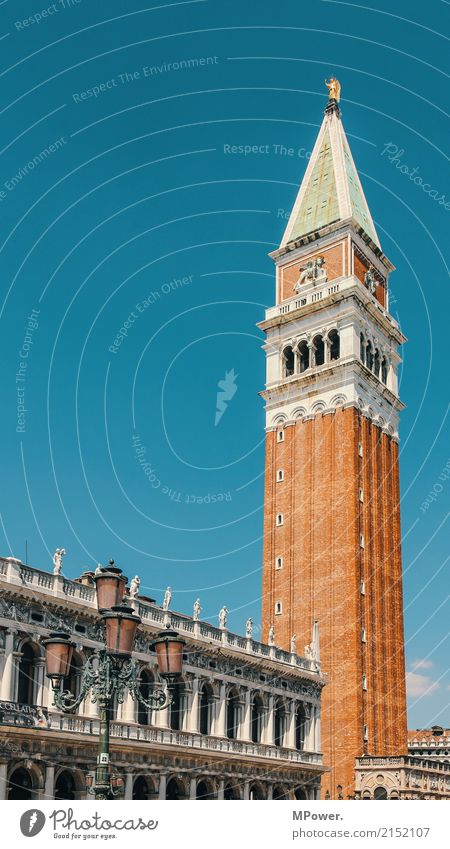 Markustower Downtown Old town Skyline Church Dome Places Facade Historic Tall Beautiful Venice Campanile San Marco Brick Historic Buildings Lantern Blue sky