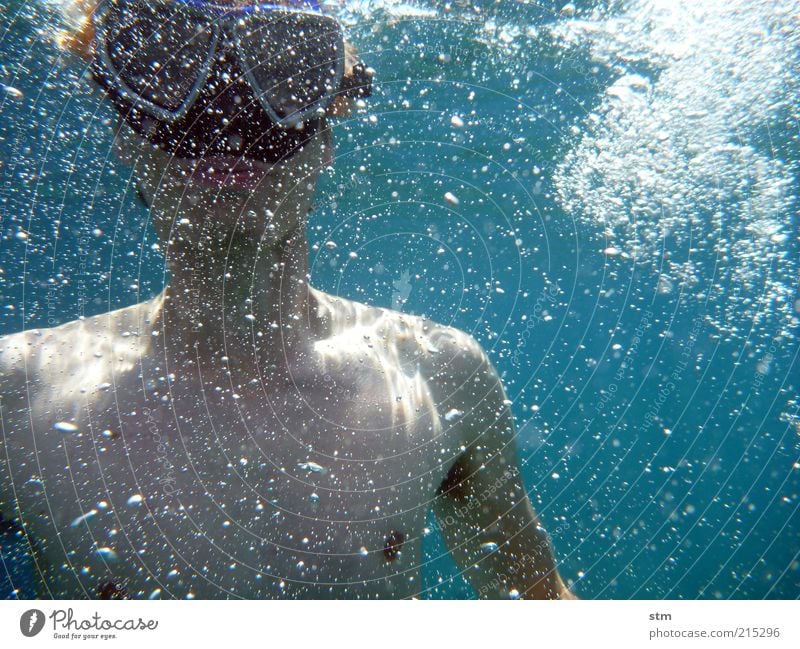 Underwater shot of a swimming man Lifestyle Swimming & Bathing Vacation & Travel Tourism Summer Summer vacation Ocean Waves Sports Aquatics Sportsperson Dive