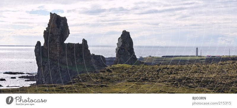 Unequal Twins | Iceland Landscape Elements Water Sky Clouds Horizon Beautiful weather Rock Coast Ocean Island malarrifsviti Snæfellsnes Europe