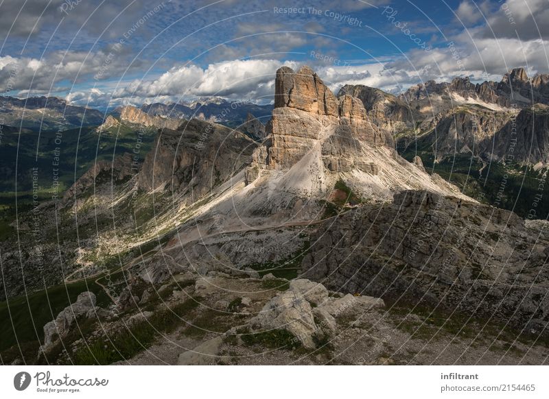 in the Dolomites Vacation & Travel Far-off places Freedom Mountain Hiking Landscape Clouds Summer Rock Alps Peak Italy Natural Beautiful Brown Gray Calm Humble