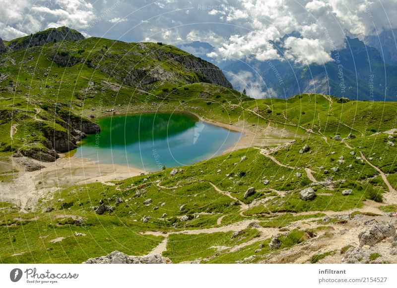 Dolomites Lago Coldai Vacation & Travel Adventure Summer Mountain Hiking Nature Landscape Water Hill Alps Lake Natural Wild Blue Green Turquoise Moody Beautiful