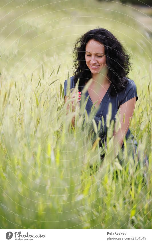#A# In Nature Art Esthetic Calm Motionless Healthy Health care Grass Meadow Sit Woman Colour photo Multicoloured Exterior shot Experimental Copy Space left